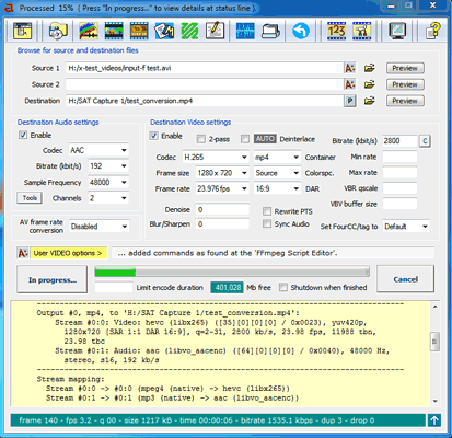 Use FFmpeg Batch A V Converter to convert video and audio files